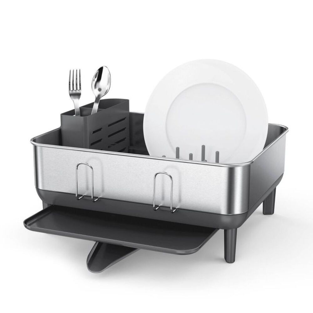 simplehuman -  Compact Steel Frame Dish Rack Brushed  Gray